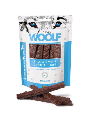 WOOLF SNACKS TIRAS DE SALMON CON ZANAHORIA