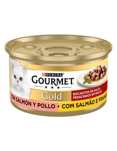 GOURMET GOLD Bocaditos en Salsa con Salmon/Pollo 85 gr