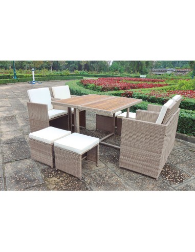 SET CUBO JAVA RATÁN SINTÉTICO 9 PZAS.