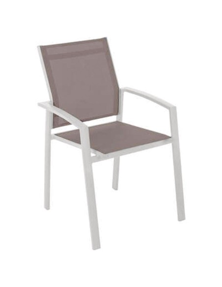 SILLA BLANCA. TEXTILENE MARRÓN CLARO