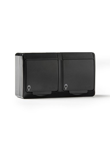 DOBLE BASE LATERAL ESTANCO 16A-250V NEGR