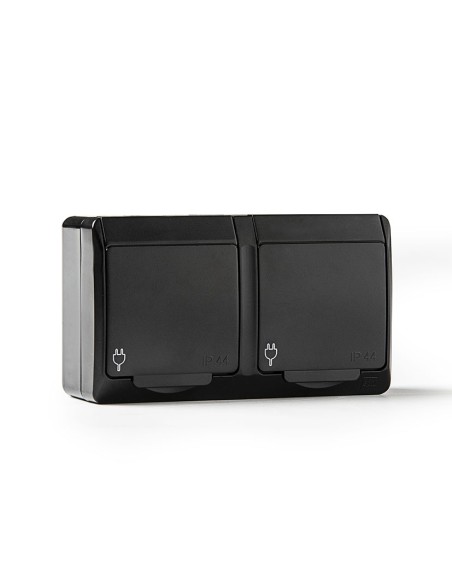 DOBLE BASE LATERAL ESTANCO 16A-250V NEGR