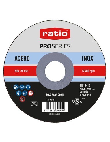 DISCO CORTE INOX/METAL 230X2  RATIO+