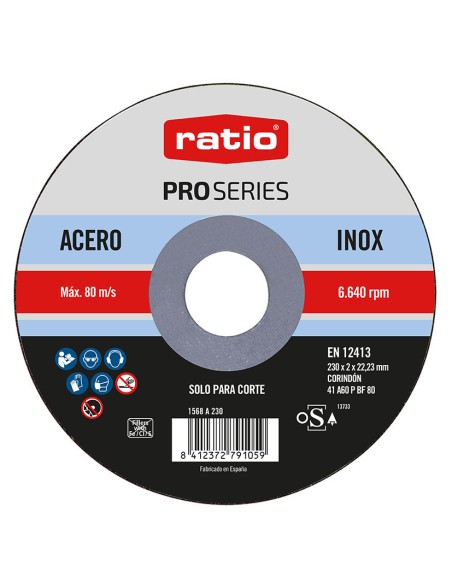 DISCO CORTE INOX/METAL 230X2  RATIO+