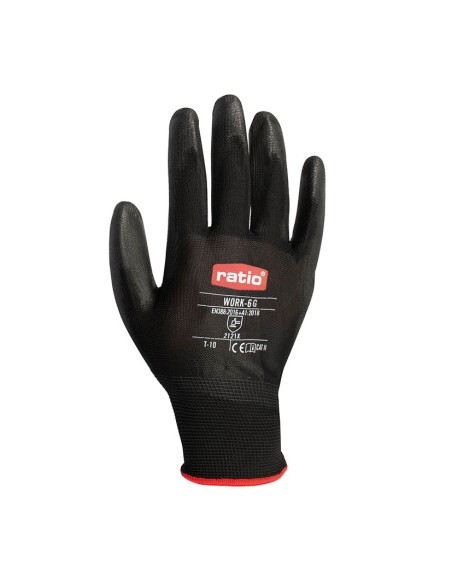 GUANTE POLIEST.C/RECUBR.POLIURE NEG.T/8