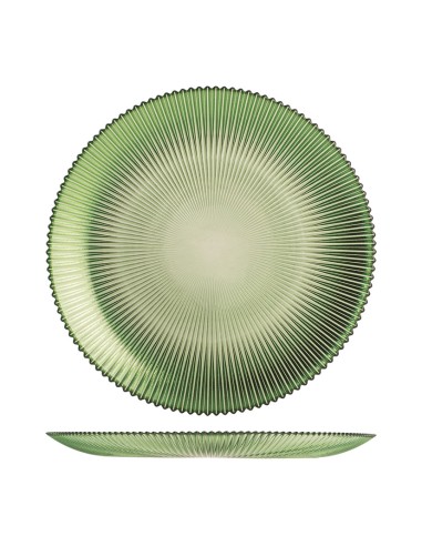 PLATO LLANO VIDRIO GROOVE VERDE 28CM.