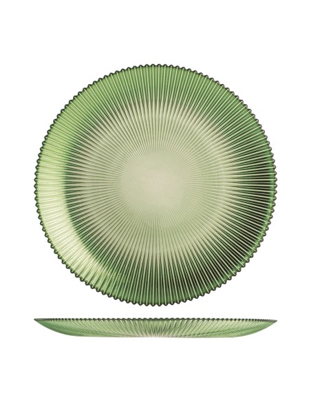 PLATO LLANO VIDRIO GROOVE VERDE 28CM.