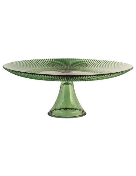 SOPORTE TARTAS VIDRIO GROOVE VERDE 28CM.