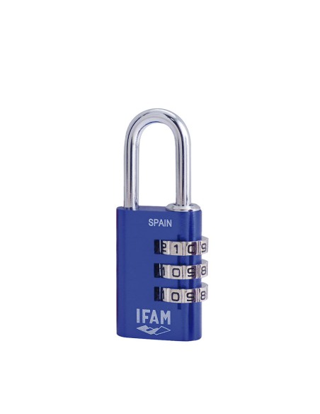 CANDADO ALUM. COMBINACION  AZUL. 20 MM.