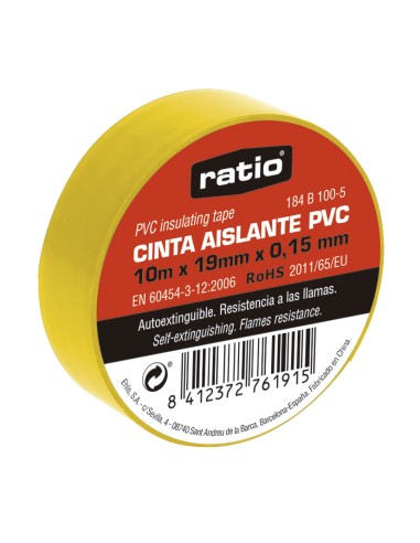 CINTA AISLANTE 19X10M AMARILLO  0,15MM