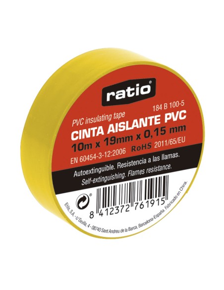 CINTA AISLANTE 19X10M AMARILLO  0,15MM