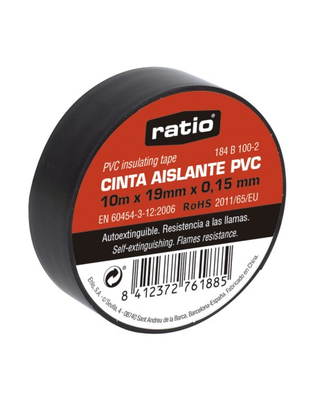 CINTA AISLANTE 19X10M NEGRA 0,15MM