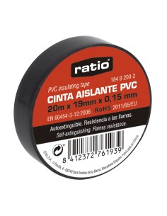 CINTA AISLANTE 19X20M NEGRA  0,15MM