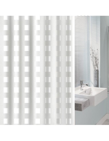 CORTINA BAÑO PVC 180X200CM.CUADRO BCO.