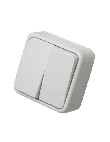 DOBLE CONMUTADOR SUPERFICIE BLANCO