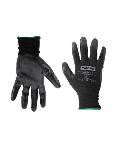 GUANTE NYLON C/RECUBR.NITRILO NEGR. T/8