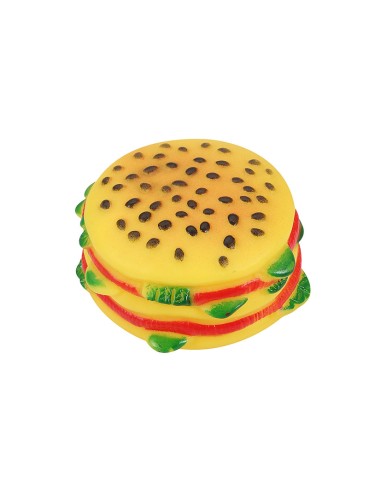 JUGUETE PERRO. HAMBURGUESA VINILO 9X5 CM
