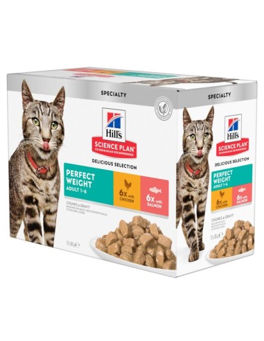 Hills SP Feline Perfect Weight Pollo & Salmón 12x85 gr