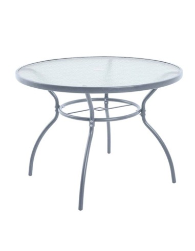 MESA METAL/CRISTAL REDONDA 85 CM.