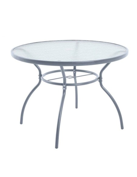 MESA METAL/CRISTAL REDONDA 85 CM.