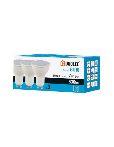 PACK3 DICROICA LED GU10 7W 6400K 530LM