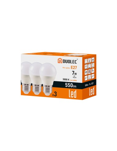 PACK3 MINI GLO LED DUOLEC 7W 3000K 550LM