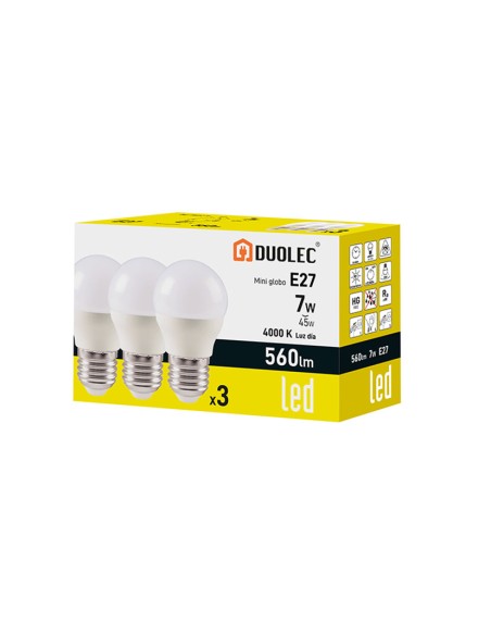PACK3 MINI GLO LED DUOLEC 7W 4000K 560LM