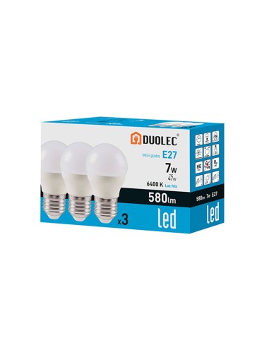 PACK3 MINI GLO LED DUOLEC 7W 6400K 580LM