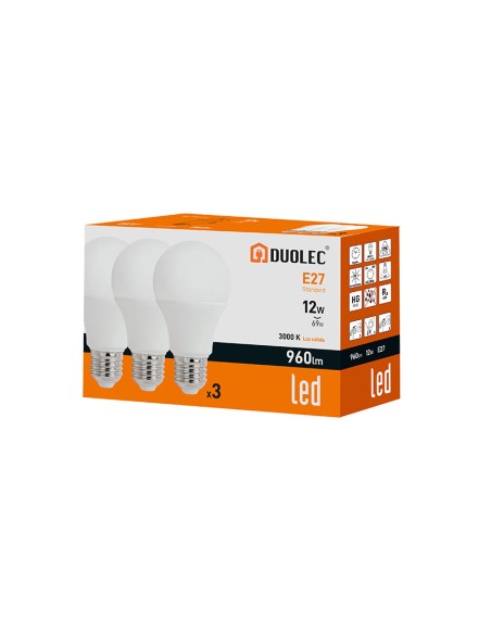 PACK3 STAND. LED DUOLEC 12W 3000K 960LM