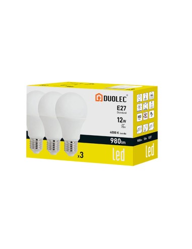 PACK3 STAND. LED DUOLEC 12W 4000K 980LM
