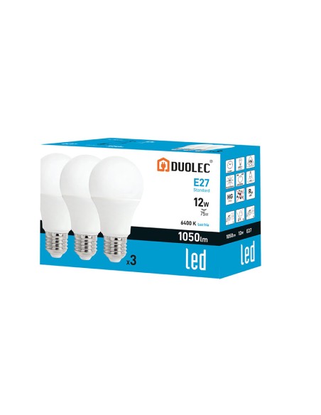 PACK3 STAND. LED DUOLEC 12W 6400K 1050LM