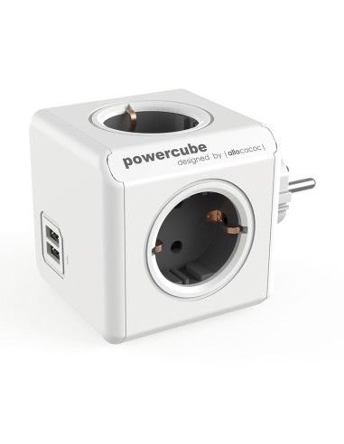 POWERCUBE ORIGINAL 4 TOMAS + 2 USB GRIS