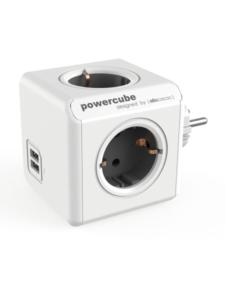 POWERCUBE ORIGINAL 4 TOMAS + 2 USB GRIS