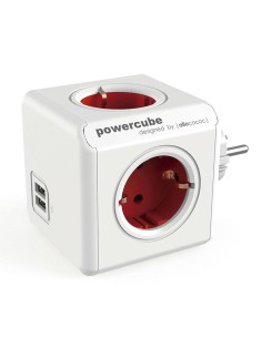 POWERCUBE ORIGINAL 4 TOMAS + 2 USB ROJO