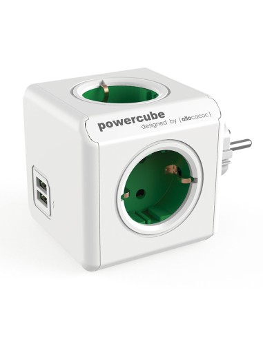 POWERCUBE ORIGINAL 4 TOMAS + 2 USB VERDE