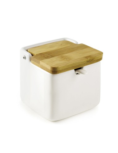 SALERO/AZUCARERO CERAMICA TAPA BAMBOO
