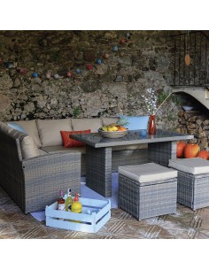 SET BALI 2 SOFÁS+MESA ALTA+2 PUFS