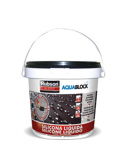 SILICONA LÍQUIDA AQUABLOCK  1 KG.NEGRA