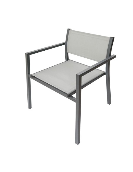 SILLA C/BRAZOS ACERO/TEXTIL. ANTRACITA