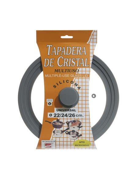 TAPADERA CRISTAL/SILICONA 22-24-26 CM.