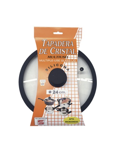 TAPADERA CRISTAL/SILICONA 28CM.TECNHOGAR