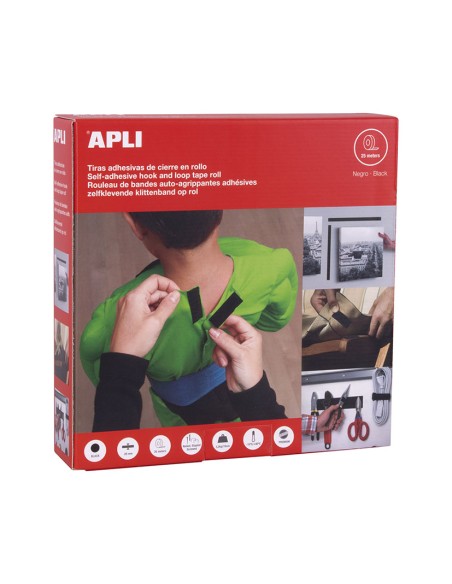 CINTA ADHESIVA TIPO VELCRO 2CM.X25M.NEGR