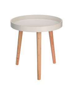 MESA MADERA Ø 39X40 CM. BCO/MADERA
