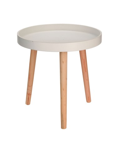 MESA MADERA Ø 39X40 CM. BCO/MADERA