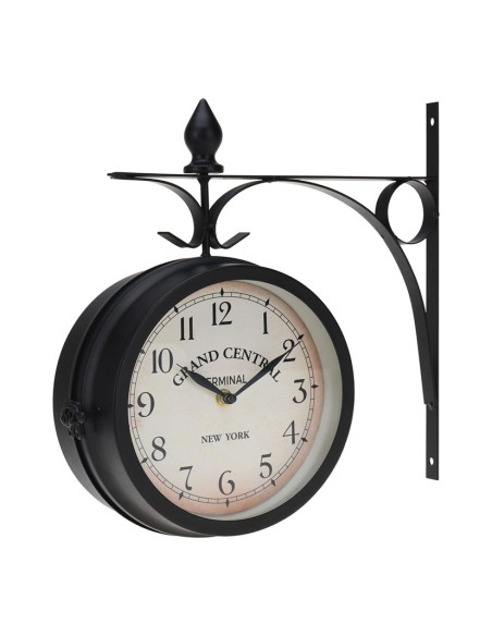 RELOJ ESTACION METAL 33CM. NEGRO