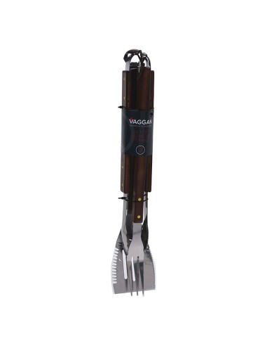 ACCESORIOS BBQ 3 PZAS. MANGO MADERA