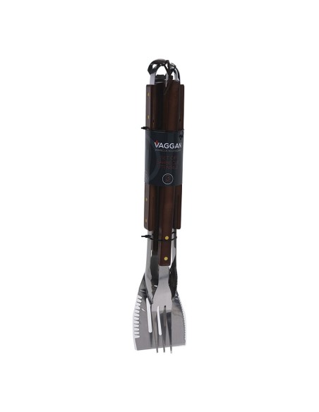 ACCESORIOS BBQ 3 PZAS. MANGO MADERA