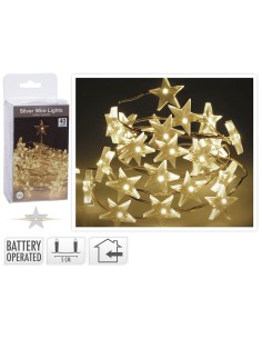 ILUMINACION 40 LEDS ESTRELLAS BCO.CALIDO