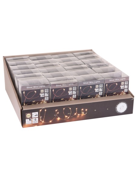 ILUMINACION 40 LUCES BCO.CALIDO A PILAS