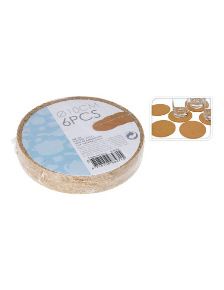 POSAVASOS CORCHO, JGO. 6 UNIDADES